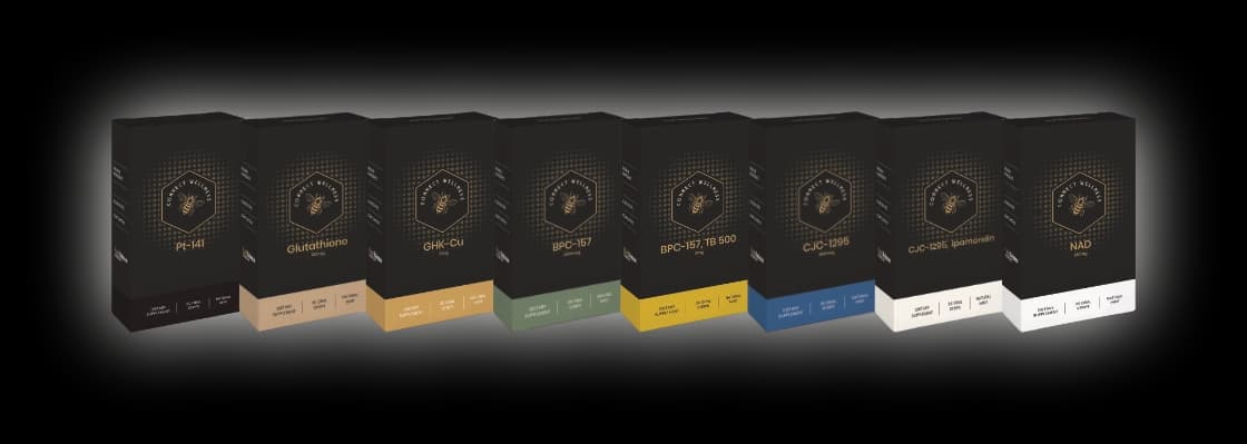 The full Connect Wellness lineup of dissolvable oral strip packages, from Pt-141 to NAD