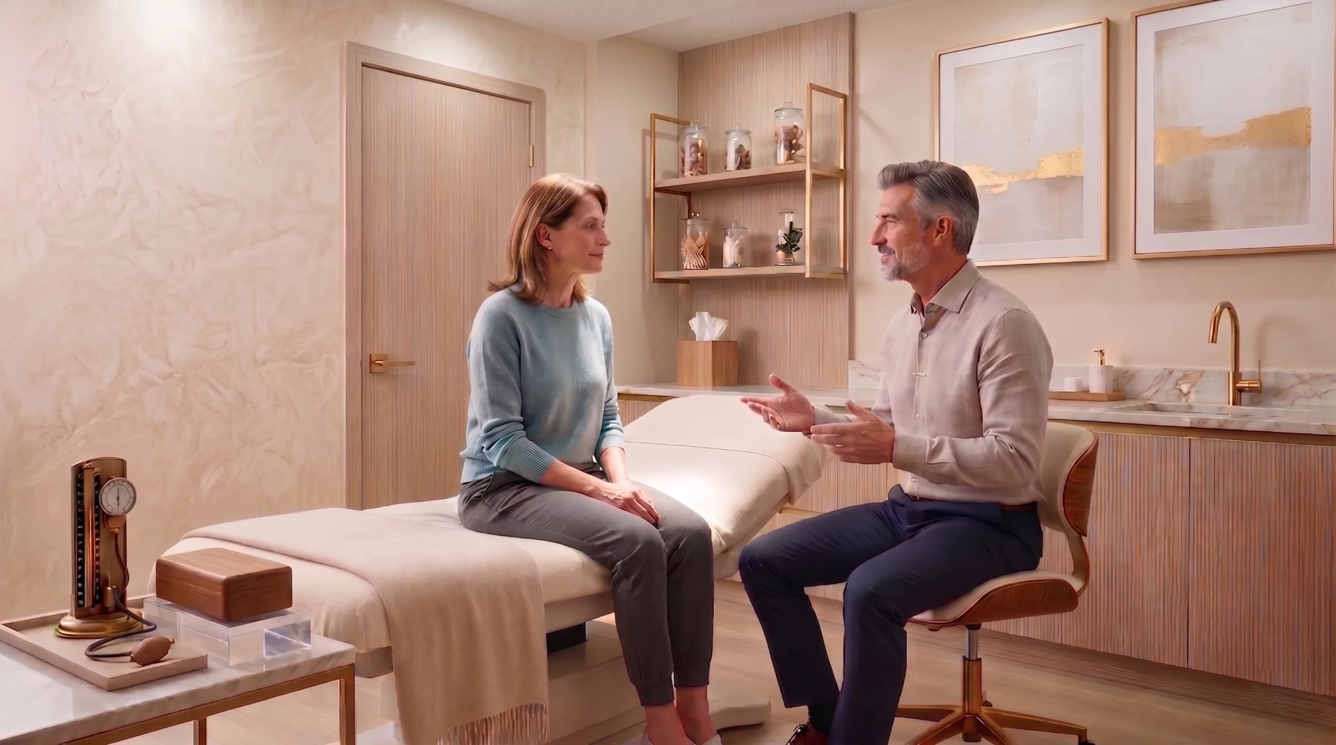 Prescriber speaking with a patient during an in-person consultation